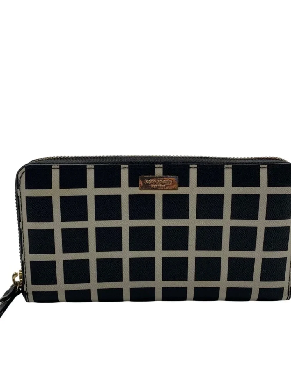Kate Spade Black & White Saffiano Leather Neda Laurel Way Wallet